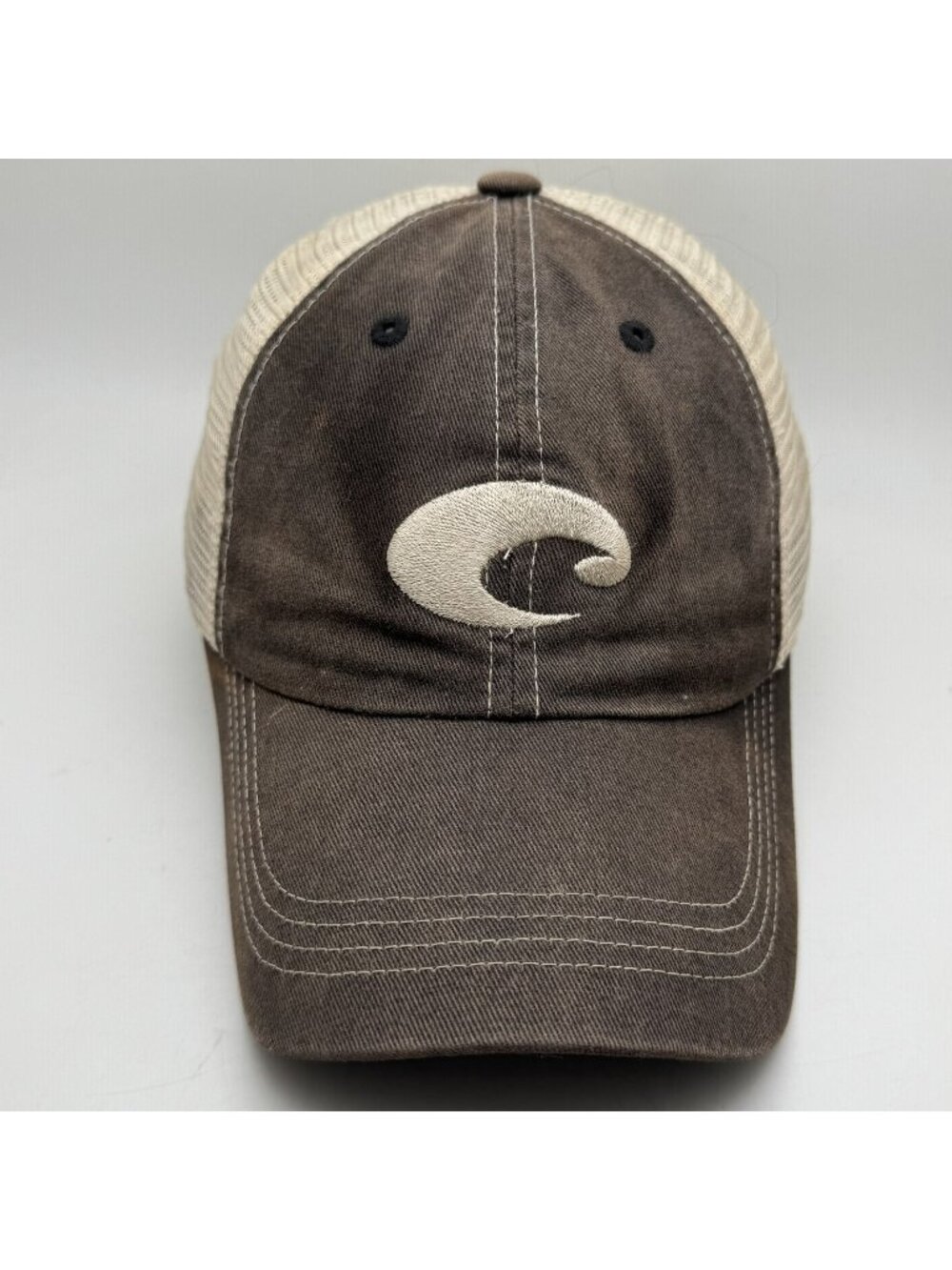 Costa Del Mar Men's Brown Beige Mesh Trucker Hat Adjustable Fishing Outdoors Cap
